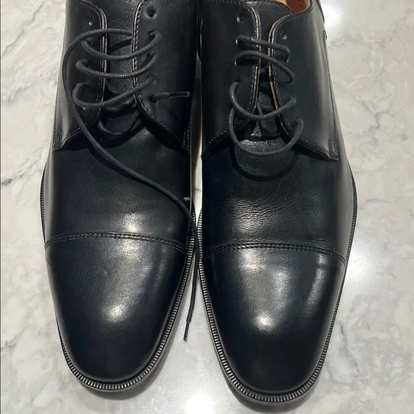 Vero Cuoio Black Leather Oxfords Classic Design - Picture 2 of 7